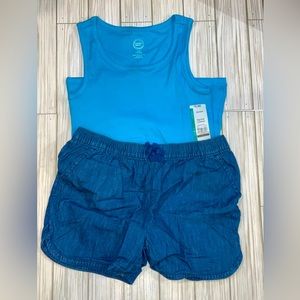 NWT TANK TOP CHAMBRAY SHORTS BUNDLE
